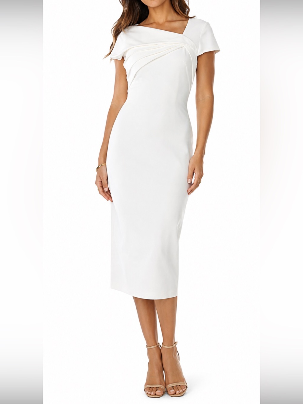 Badgley Mischka White Midi Dress Size 2 NWT